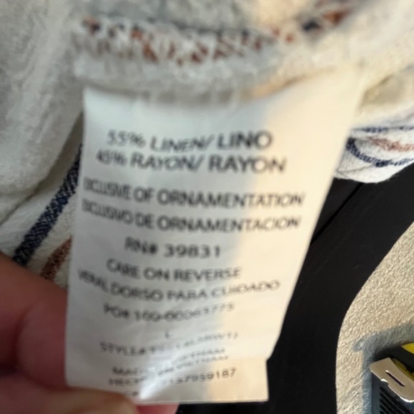 Jolt Striped Shorts Womens L Large Casual Summer Boho Beige Brown Blue Linen - Picture 13 of 16